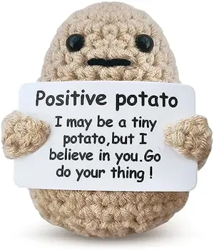 Мини Забавная позитивная картошка, вязаная игрушка-картошка, подарки с позитивной открыткой для друзей, украшение вечеринки, поощрение