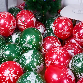 18шт 10-дюймовых латексных шаров с рождественским принтом Зелено-Красный шар с Конфетти Рождественская Елка День Рождения Свадебные украшения Globos