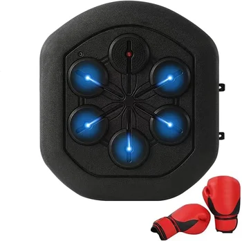 Боксерский тренажер, электронный боксерский тренажер Bluetooth Боксерский тренажер с боксерскими перчатками, Перезаряжаемый музыкальный боксерский тренажер со светодиодной подсветкой