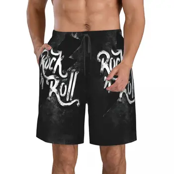Мужские пляжные шорты Heavy Metal Rock, Быстросохнущий купальник для фитнеса, 3D шорты Funny Street Fun