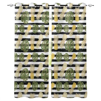 Тропические растения в полоску ананаса Оконные шторы для гостиной Домашний декор спальни Кухонные шторы Современные Балконные шторы