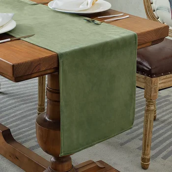 Зеленая настольная дорожка, винтажное свадебное украшение стола и скатерть для комнаты, элегантный домашний текстиль в европейском стиле
