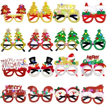 2023 Новые Рождественские очки со светодиодной подсветкой Для украшения детских вечеринок для взрослых Рождественская оправа для очков Xmas Noel Navidad