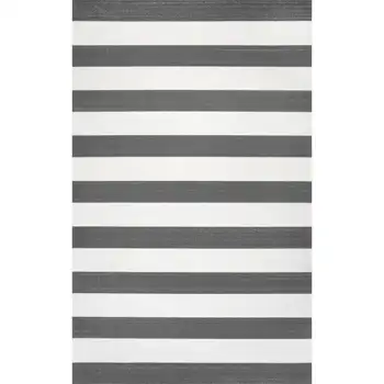 Полосатый коврик для помещений/улицы, 5 x 8 дюймов, серый