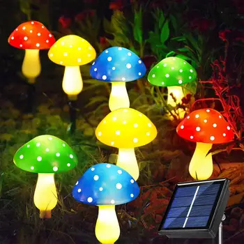 8 Упаковок 50LED наружных солнечных грибовидных фонарей с солнечной панелью IP65 Водонепроницаемые садовые фонари для декора двора, садовой дорожки, крыльца