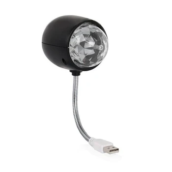 USB лампа с диско-шаром, вращающаяся светодиодная лампа RGB для освещения сцены, лампа для вечеринок с подсветкой для книг 3 Вт, питание от USB (черная)