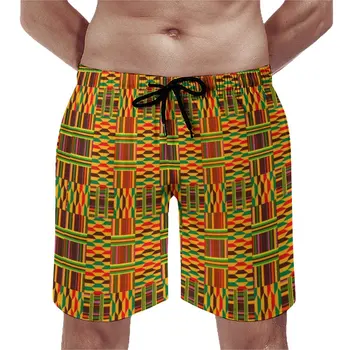 Винтажные африканские пляжные шорты для отдыха Мужские пляжные шорты Красочные Кенте Большого размера Классические