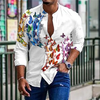 Осенняя мужская рубашка 2023, креативный принт, повседневный Офисный Спортивный Фитнес, модный тренд Весны И лета, Новая Горячая распродажа