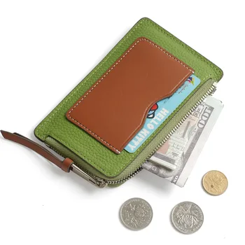 Маленький кошелек с несколькими держателями кредитных карт, упаковка из натуральной кожи, Ультратонкий футляр-органайзер на молнии, женский кошелек для монет J181