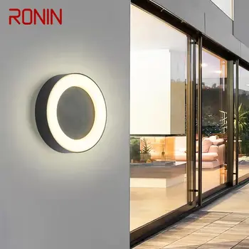 Уличный современный настенный светильник RONIN, простые светодиодные винтажные бра, водонепроницаемые круглые для балкона, коридора, освещения внутреннего двора. Декор