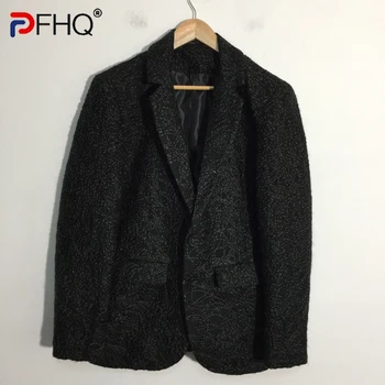 PFHQ Мужские куртки из шерстяной нити с вышивкой, Тяжелая промышленность, Осень, Литературный Простой Высококачественный повседневный костюм, пальто 21Z1585