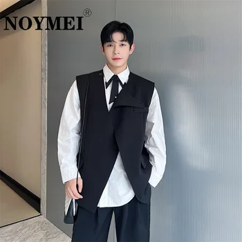 NOYMEI 2023 Осень Корейский асимметричный дизайн с разрезом по диагонали, мужской жилет, черный модный универсальный без рукавов WA2919