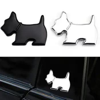 1 шт. Наклейка на автомобиль в форме 3D животного Собаки, Элегантная наклейка с крутым дизайном, Износостойкие серебристо-черные Декоративные аксессуары для экстерьера автомобиля