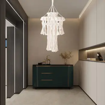 Абажур из макраме в стиле бохо, декор потолочного светильника, подвесной светильник ручной работы