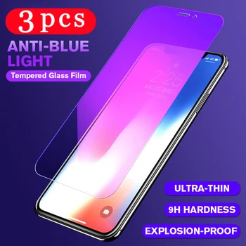 3шт Анти-Синий Свет для iphone 6 6S 7 8 plus X XR XS 11 pro MAX SE 2020 защитная пленка из закаленного стекла для экрана телефона