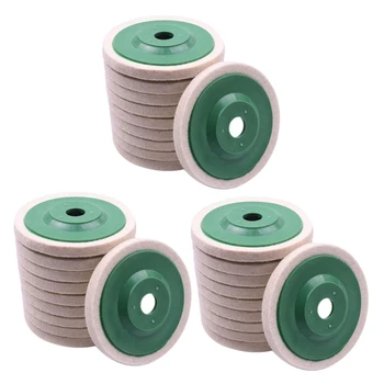 30шт 100 мм 4-дюймовые шерстяные полировальные круги с круглыми накладками для полировки колес