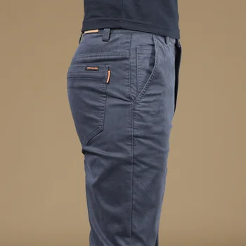Harajuku 2023 Новые Мужские повседневные брюки Летние Стрейчевые хлопчатобумажные эластичные облегающие костюмы Элегантные деловые офисные брюки для бега трусцой