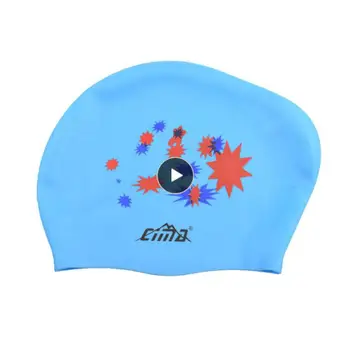 Спортивная шапочка для плавания без запаха из ткани с принтом, эргономичная силиконовая шапочка для плавания